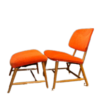 Fauteuil et repose pieds scandinave