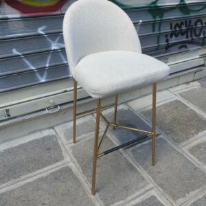 Tabouret de bar BANE blanc bouclette – Image 3