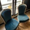 2 chauffeuses velours bleu style Louis XV – Image 3