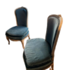 2 chauffeuses velours bleu style Louis XV