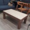 Table basse travertin et peau de noyer – Image 2