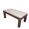 Table basse travertin et peau de noyer