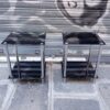 2 tables/ guéridons de chevets verre fumé et métal – Image 3