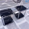 2 tables/ guéridons de chevets verre fumé et métal – Image 2