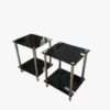 2 tables/ guéridons de chevets verre fumé et métal