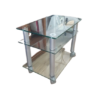 Table en verre sur roulettes