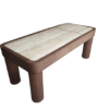 Table basse peau de noyer et Travertin "Kintsugi"