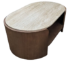 Table basse noyer et travertin "kintsugi" ELIPSE