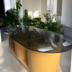 Table basse en verre et métal design