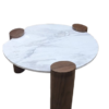 Table basse marbre blanc et habillage noyer