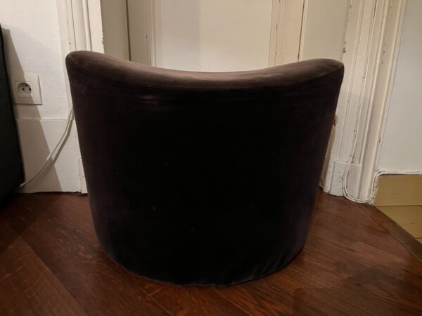 Pouf en velours marron – Image 2