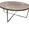 Table basse GISELLE métal doré marbre blanc