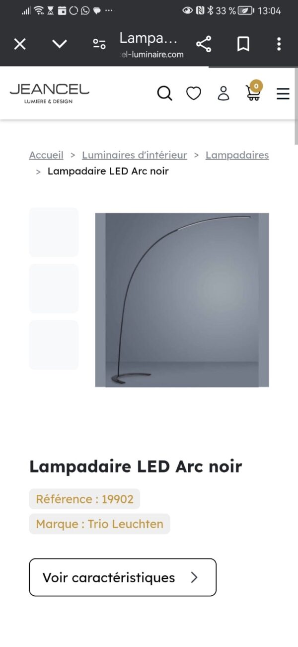 Lampe déportée noire.
Marque Trio Leutchen – Image 3