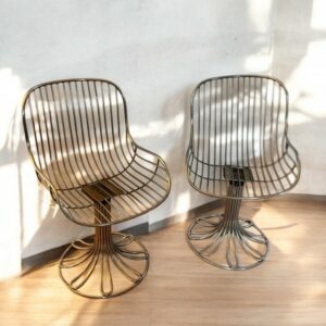 2 fauteuils en acier chromé du designer italien Gastone Rinaldi