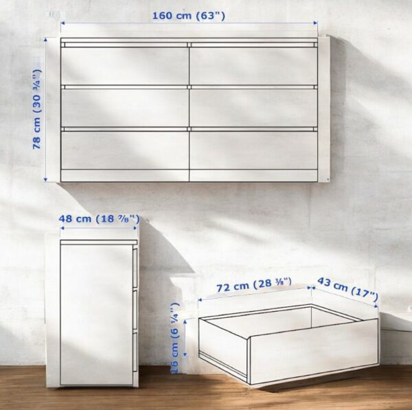 Commode 6 tiroirs Ikea MALM – Image 4