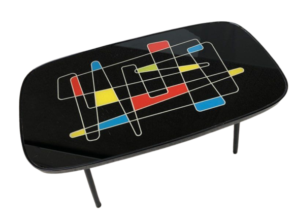 Magnifique Table basse 1970 colorée vintage géométrique Formica