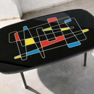Magnifique Table basse 1970 colorée vintage géométrique Formica