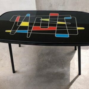 Magnifique Table basse 1970 colorée vintage géométrique Formica