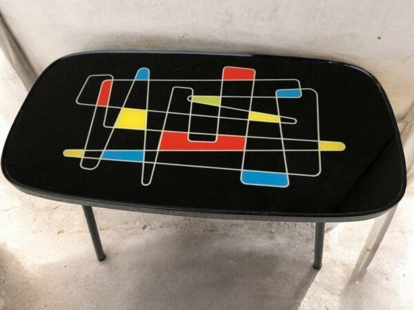 Magnifique Table basse 1970 colorée vintage géométrique Formica – Image 4