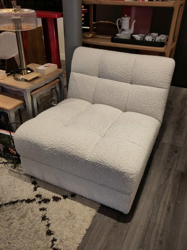 Fauteuil modulable blanc avoine bouclé PAUL – Image 2