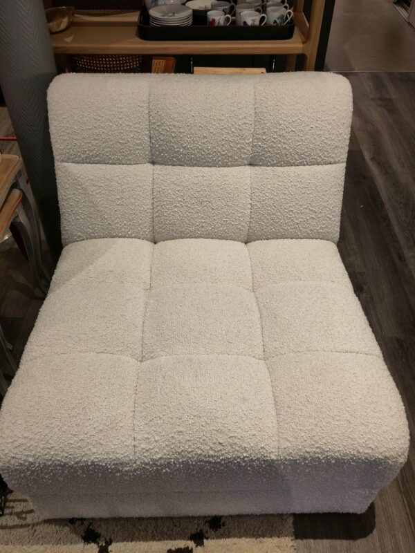 Fauteuil modulable blanc avoine bouclé PAUL – Image 3