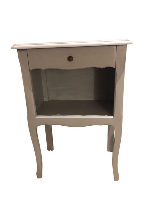 Table de chevet ancienne repeinte en gris clair