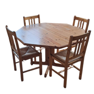Table extensible et 4 chaises en pin massif