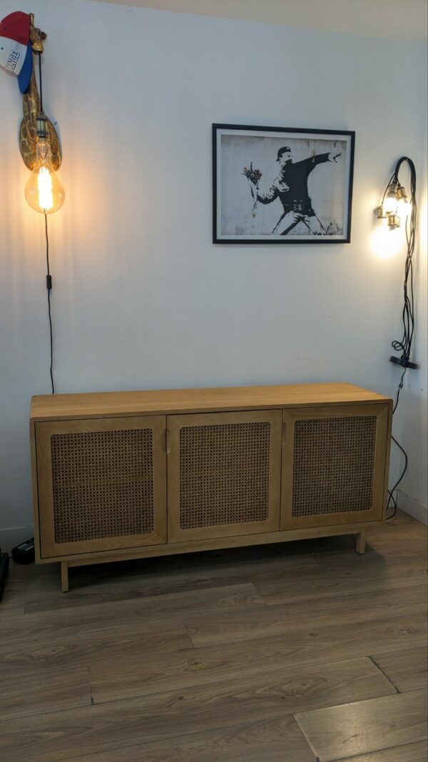 Buffet de salon bois massif et cannage – Image 7