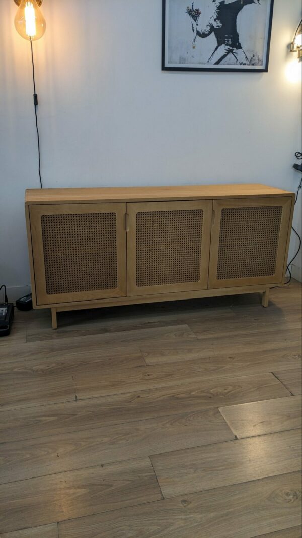 Buffet de salon bois massif et cannage – Image 4