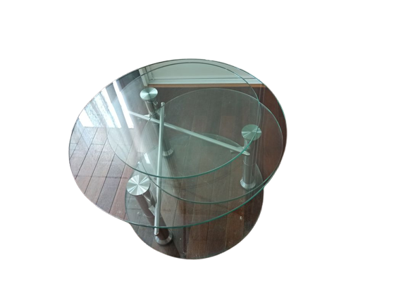 Belle table basse en verre et en metal
