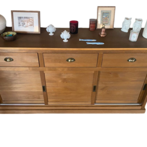 Buffet pin massif, 3 portes, 3 tiroirs