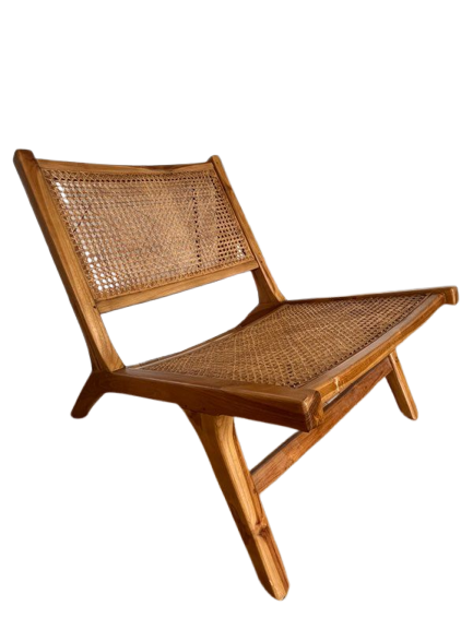 Fauteuil bois rotin cannage vintage