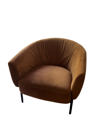 Fauteuil design en velours marron – Made.com – état neuf