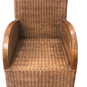 Jolie Fauteuil Vintage Style Club Anglais Bois et Rotins