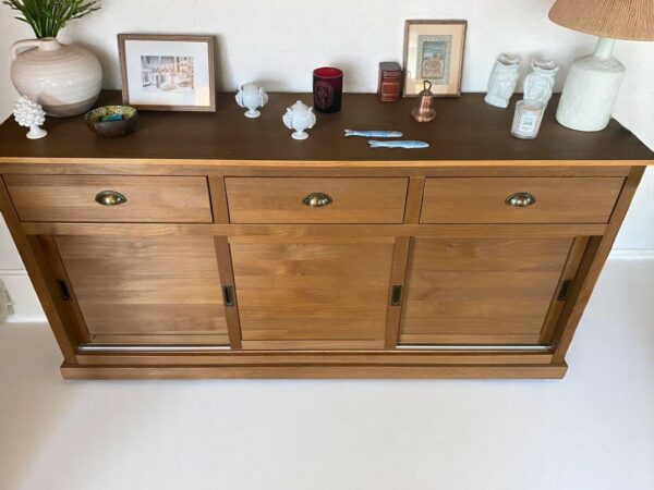 Buffet pin massif, 3 portes, 3 tiroirs – Image 2