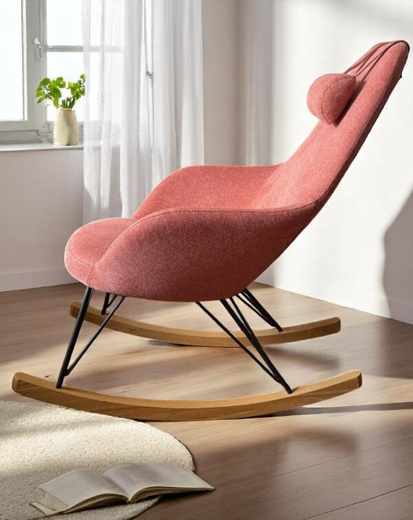 Fauteuil à bascule rose – Image 3