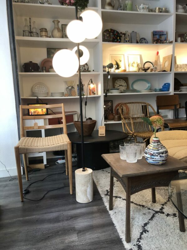 Lampadaire SKULL 4 globes Métal noir - pied travertin - – Image 2