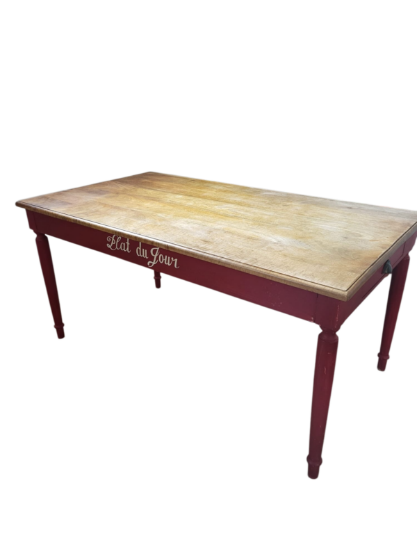 Table de salle à manger en manguier massif, peinture rouge Maison du monde – Image 3
