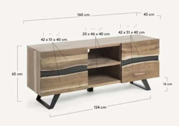 Meuble TV Uxia en bois d'acacia – Image 4
