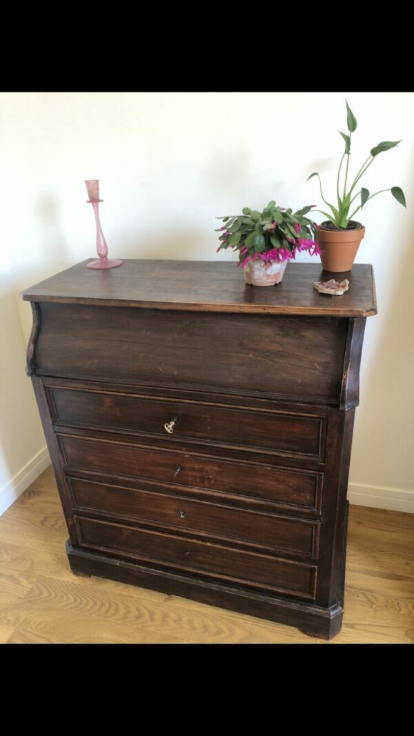 Commode ancienne marbre et bois – Image 4