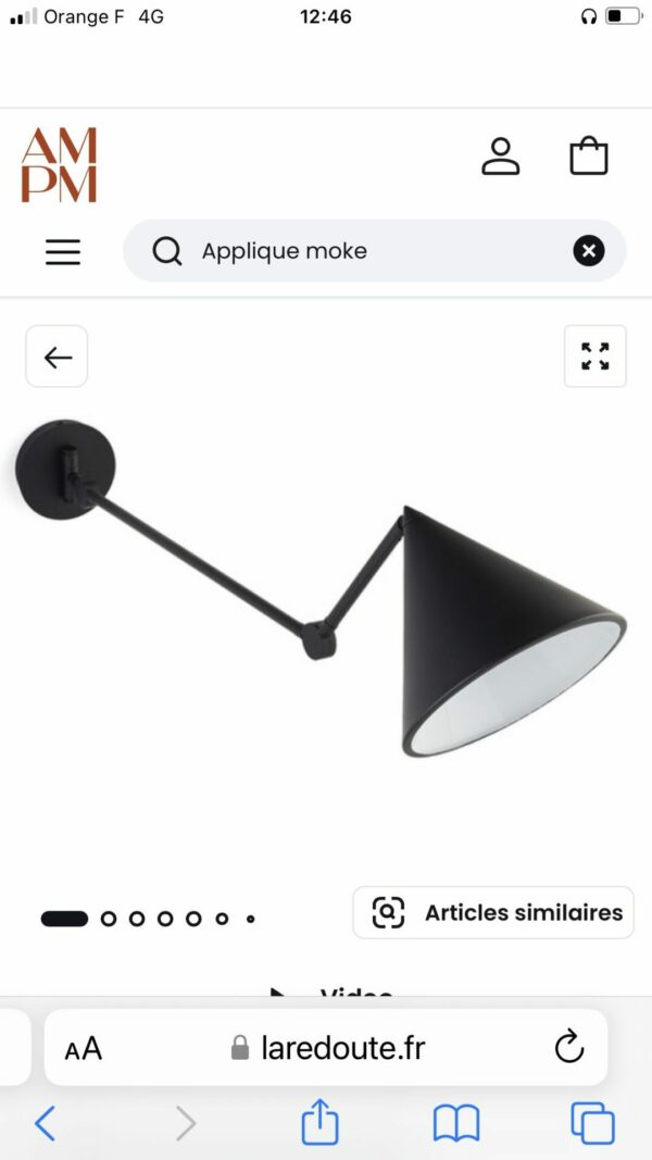 Applique murale noire MOKE LA REDOUTE neuve – Image 6