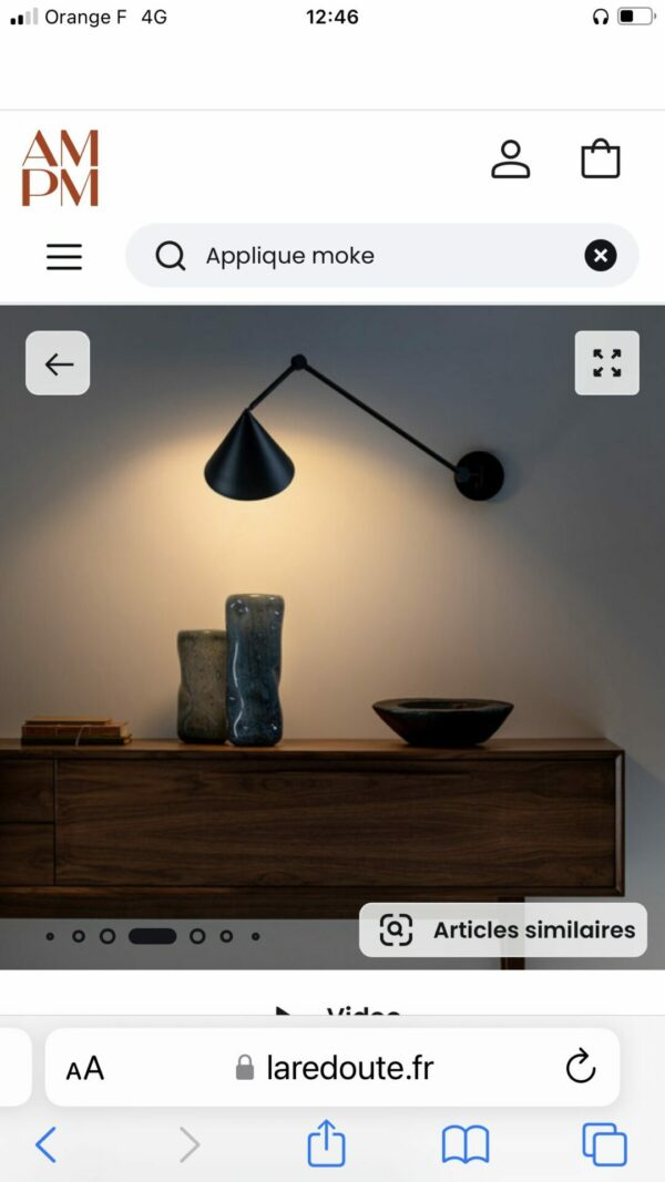 Applique murale noire MOKE LA REDOUTE neuve – Image 2