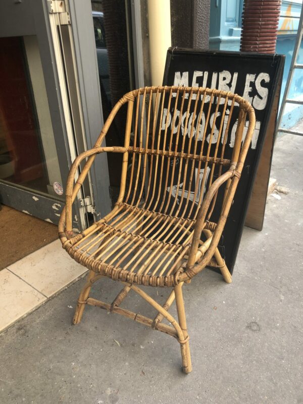 Fauteuil en rotin ancien – Image 3