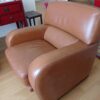 Fauteuil en cuir marron clair – Image 4