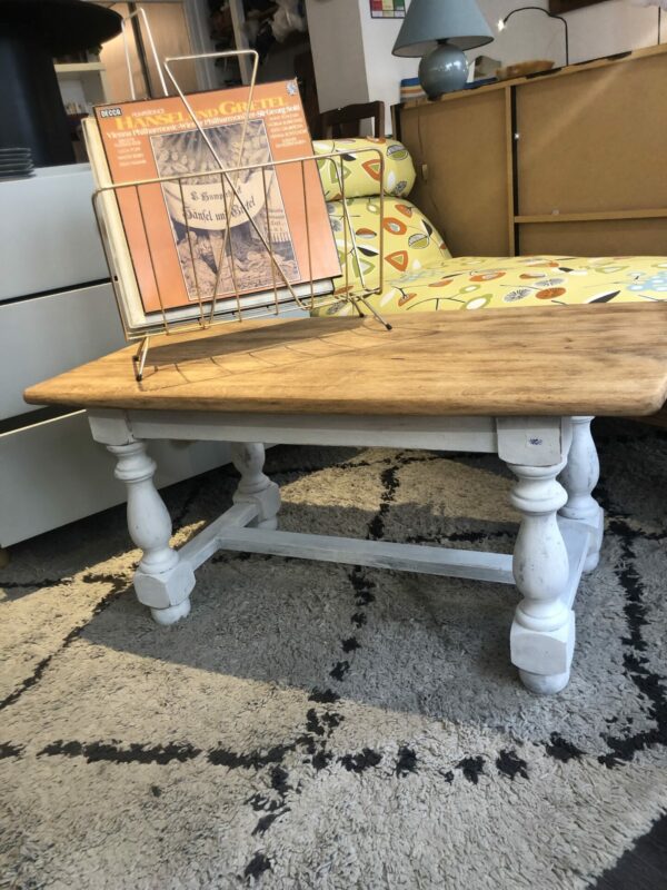 Table basse en bois massif naturel et noire – Image 2