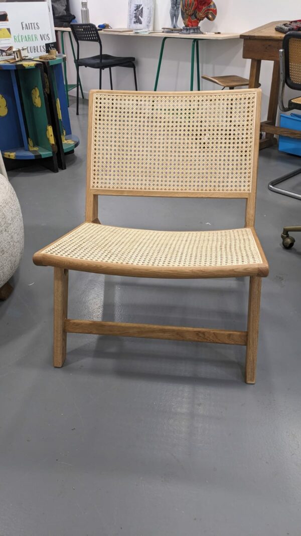 Fauteuil relax en bois et cannage – Image 3
