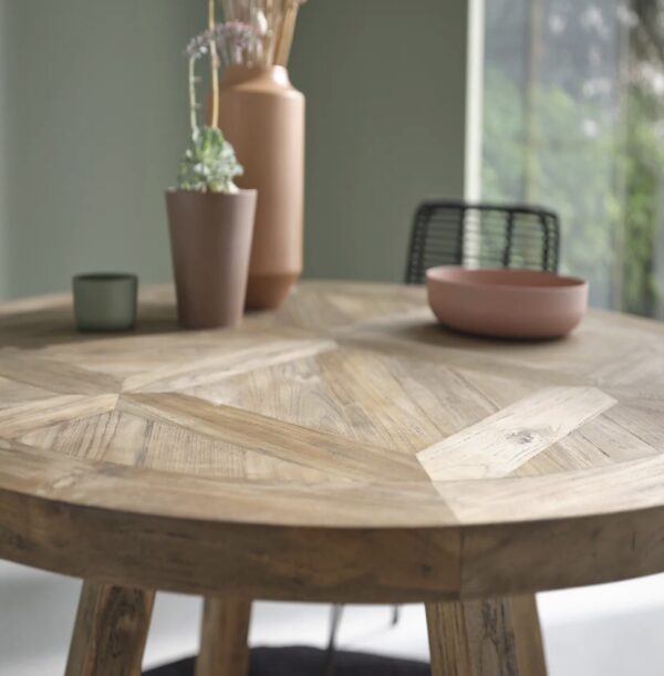 Table de salle à manger en teck massif recyclé – Image 2