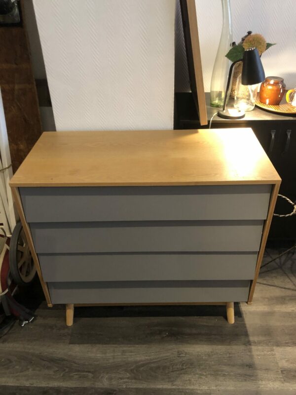 Commode 4 tiroirs gris – Image 4