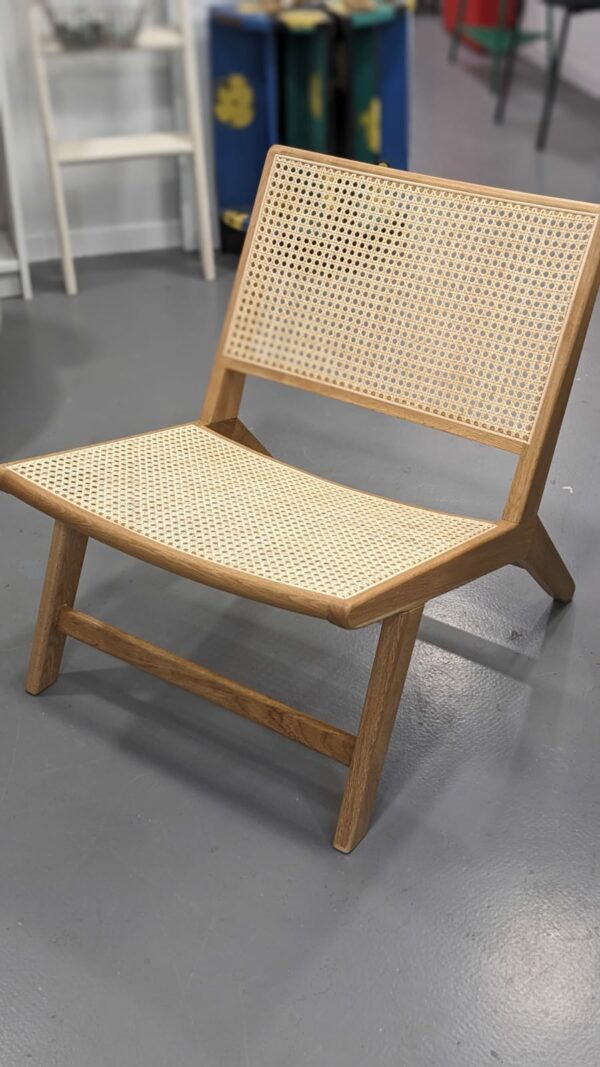 Fauteuil relax en bois et cannage – Image 2