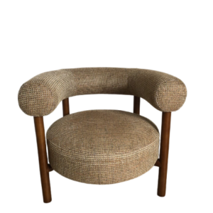 Fauteuil Carol bois et tweed